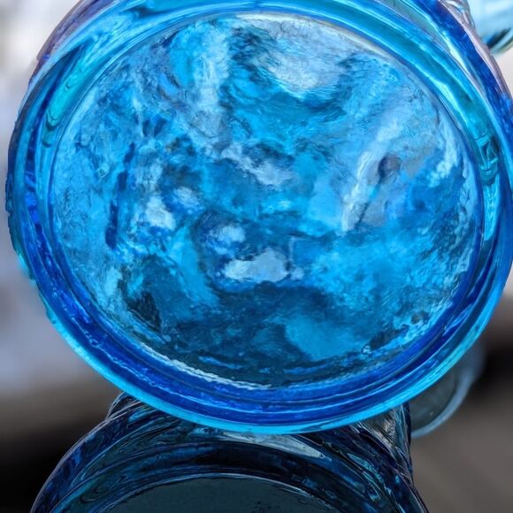 Vintage Ruffled Rim 6" Mini Pitcher/Creamer in Blue Grape Embossed Pattern - Picture 9 of 11